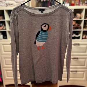Talbots, Petite Size P, Gray sweater with Penguin
